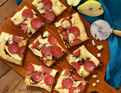 Salami, Pear & Blue Cheese Pizza