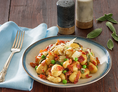 Sweet Pea, Sage and Pancetta Gnocchi