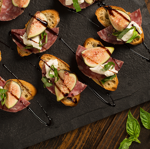 Fig & Burrata Crostini with Sopressata