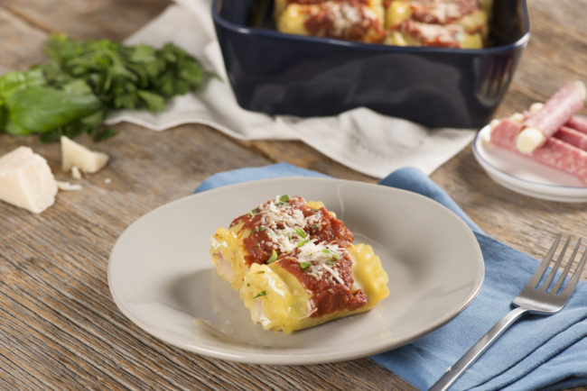 Spinach and Salami Lasagna Roll-Ups