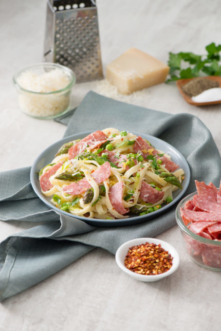 Pasta Primavera with Salami