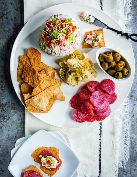 Salami & Chèvre Ball with Herb-Black Pepper Croccantini Flatbread